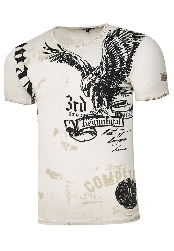 Rusty Neal Herren T-Shirt Rundhals USA Adler Tee Shirt Kurzarm Regular Fit Stretch 100% Baumwolle S