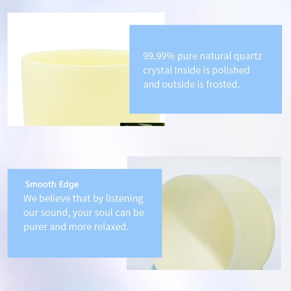 Hye-eun Kristall Klangschale Set 432 Hz, 7-pcs 7zoll-12zoll Gelb Quarzkristall Crystal Singing Bowl
