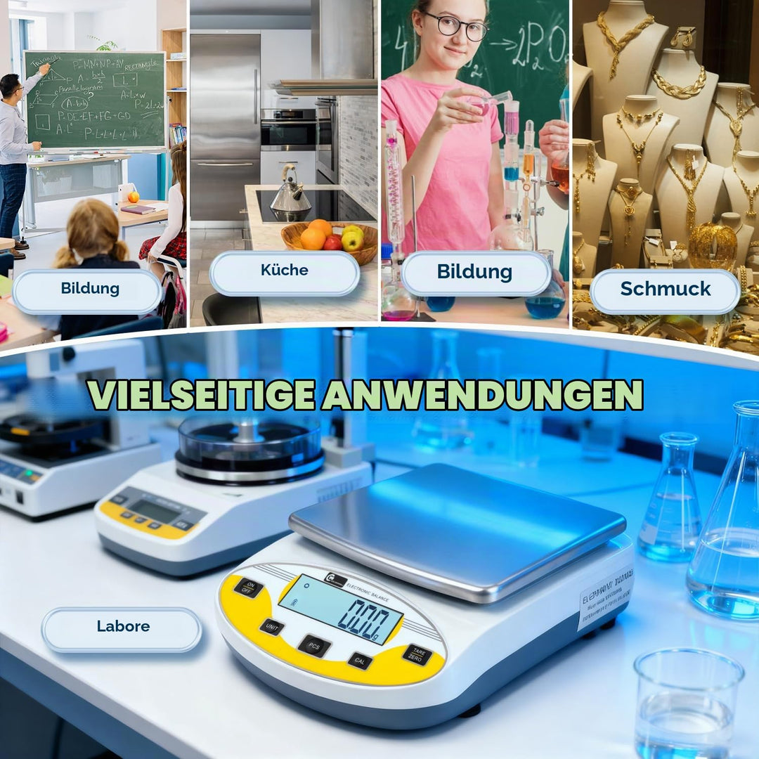 CGOLDENWALL Laborwaage durch Präzise Kalibrierung mit 5000g,0.01g Genauigkeit Digitale Analytische E