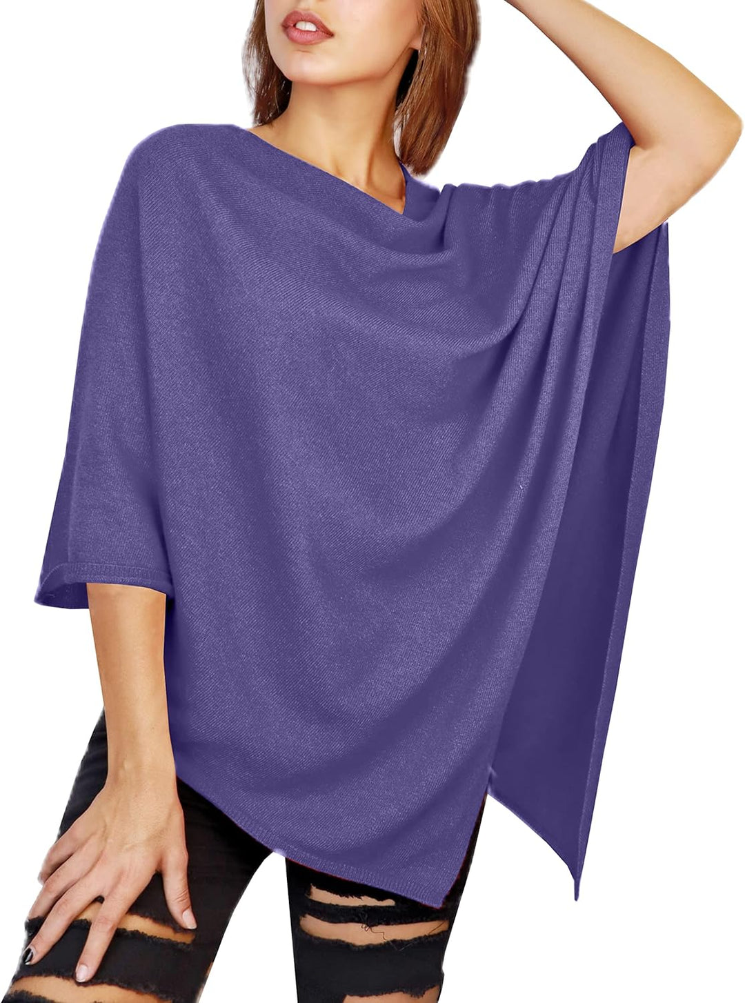 JOPHY & CO. Poncho für Damen, aus Kaschmir-Mischgewebe L Violett, L Violett