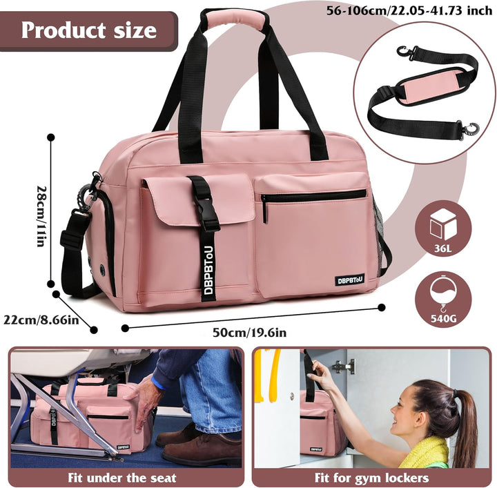 Sporttasche Damen Herren, Reisetasche mit Schuhfach, Trainingstasche mit Nassfach, wasserdichte Week