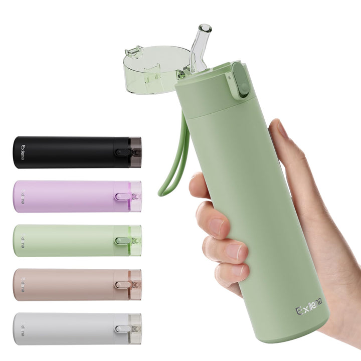 Trinkflasche Klein 270ml mit Strohhalm aus Edelstahl, Einhand-Bedienung, 100% Auslaufsicher, Ultra-K
