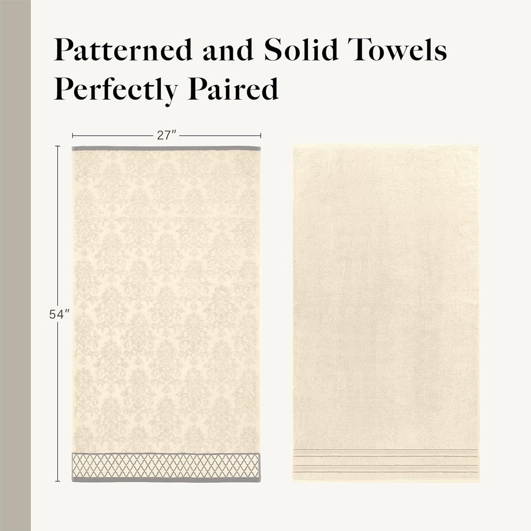 Pacific Coast Textilien Damast Jacquard Handtücher mit Bordüre Set verziert, Baumwolle, elfenbeinfar