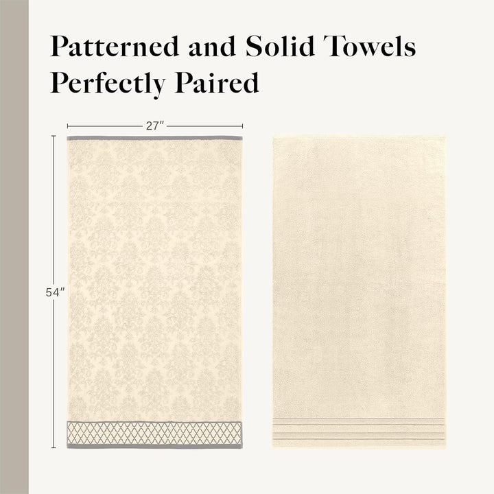Pacific Coast Textilien Damast Jacquard Handtücher mit Bordüre Set verziert, Baumwolle, elfenbeinfar