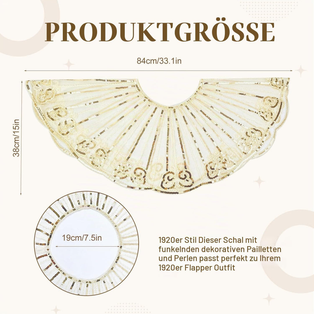 1920er Jahre Pailletten Schal und Wraps für Damen,Retro Umschlagtücher Stola für Abendkleid,20er Jah
