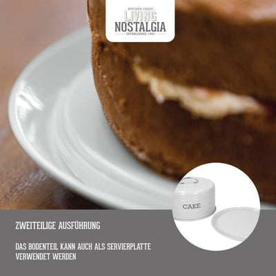 KitchenCraft Living Nostalgia Kuchendose, luftdichte Kuchendose / Kuchenkuppel, 28,5 x 18 cm - Frenc