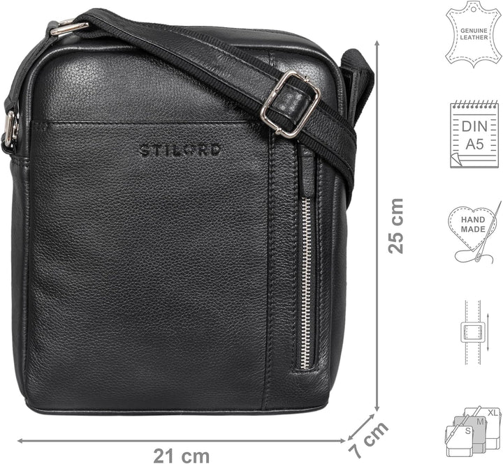 STILORD 'Clint' Schultertasche Herren klein Leder Tablettasche zum Umhängen Herrenhandtasche Echtled