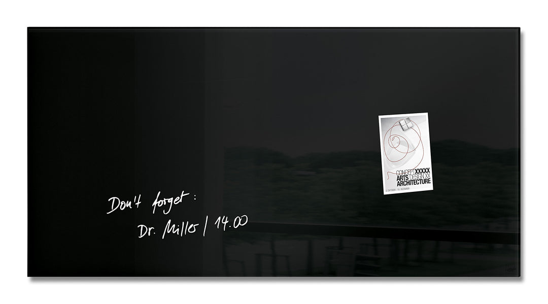 SIGEL GL145 Premium Glas-Whiteboard 91x46 cm schwarz hochglänzend, TÜV geprüft, einfache Montage, Gl