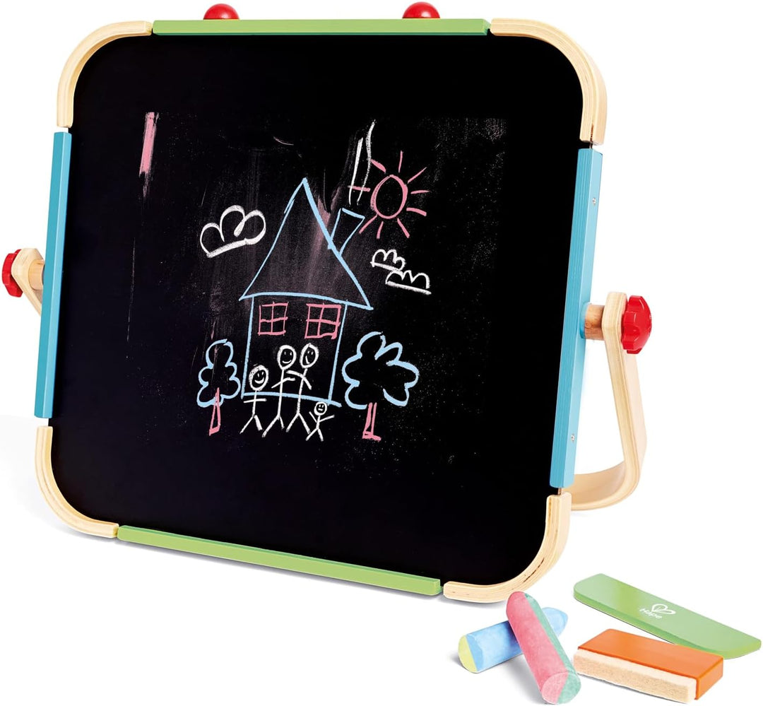 Hape Anywhere Art Studio , Award-Winning Double-Sided Wooden Kids Easel Whiteboard/Chalkboard with 2