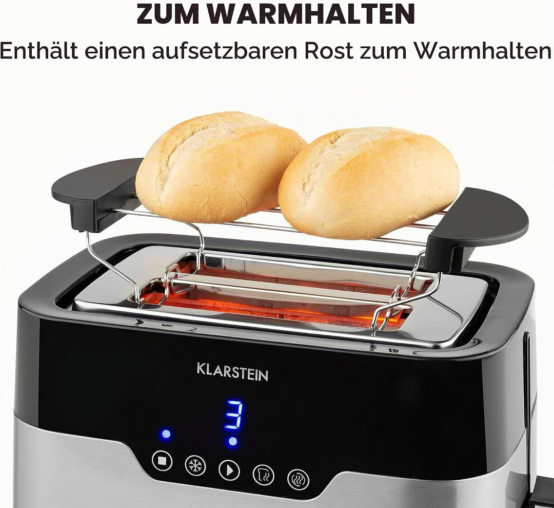 Klarstein Arabica Toaster - 920W, Touch-Bedienfeld, LED-Display, Auftau, Aufwärm- und Abbruchfunktio