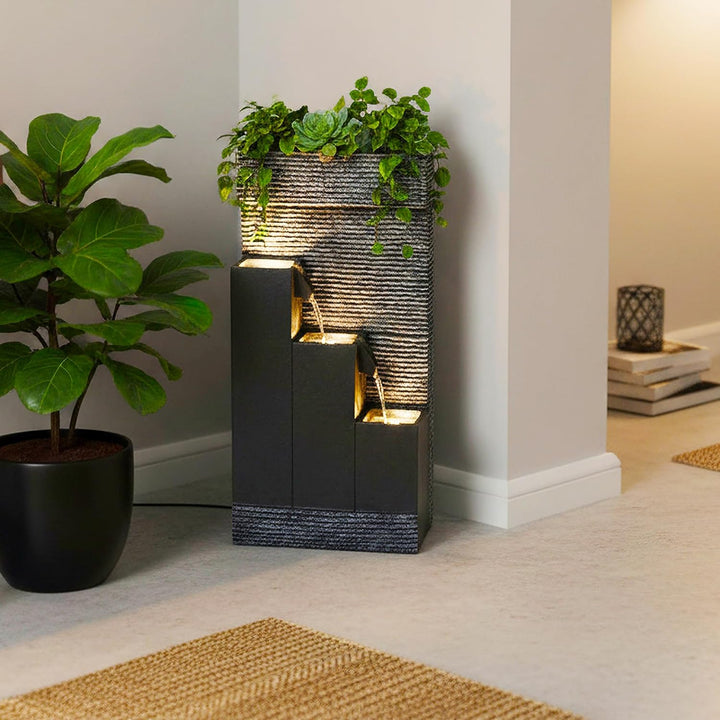 Arnusa Springbrunnen BK845 mit LED Beleuchtung Gartenbrunnen mit Dekorationsbecken Zimmerbrunnen