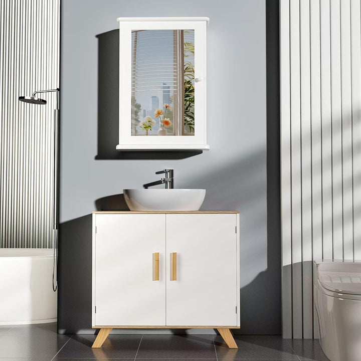 EUGAD Spiegelschrank für Badzimmer Hängeschrank Badschrank Spiegel mit Ablage Schminkschrank aus Hol