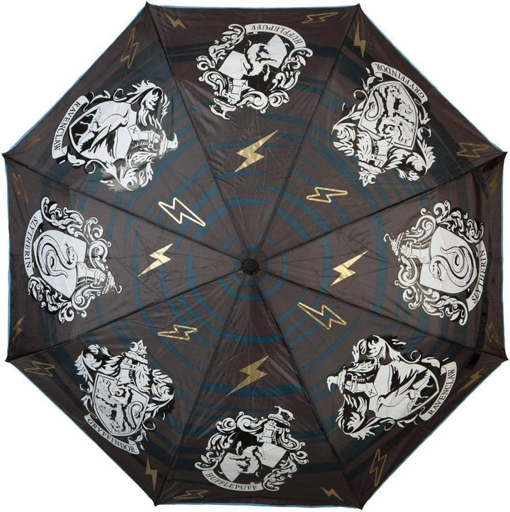 Harry Potter Damen Harry Potter Hogwarts House Crests Liquid Reactive Compact Umbrella Regenschirm,