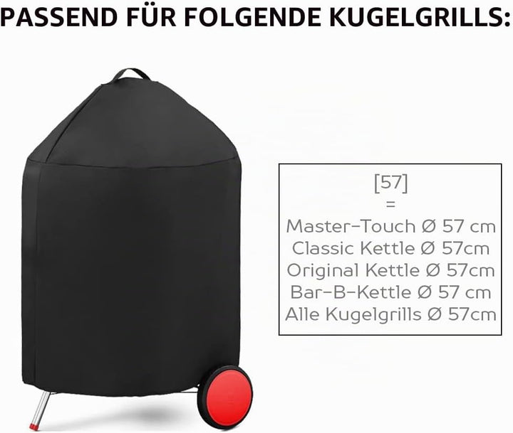 AMZBBQ® Premium Grillabdeckung, wasserdichte Grillhaube für Ihren Kugelgrill, 100% Wetterfeste und U