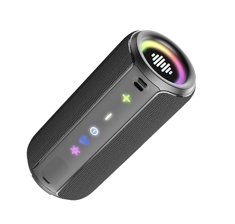 TIMU Bluetooth Lautsprecher mit Licht, Bluetooth 5.4 Musikbox, 25W Dual Lautsprecher, Dualen Bass-Tr