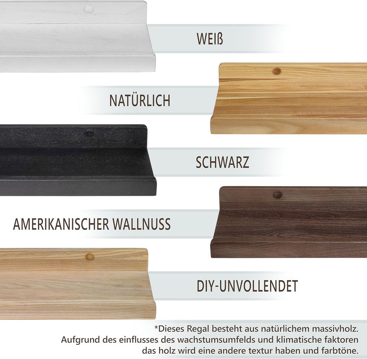 Wood Wedge 4er-Set Schwebende Wandregal, Rustikale Holzregale mit Lippe, Kinderbücherregale, Bild &amp;