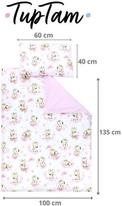 TupTam Kinder Bettwäsche Gemustert 2-Teilig Wendebettwäsche, Farbe: Giraffe/Punkte/Rosa, Grösse: 135