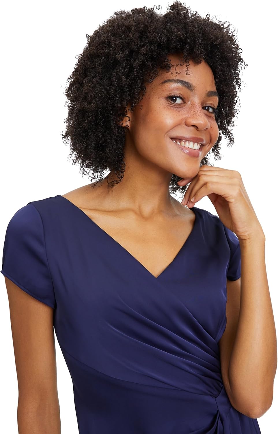 Vera Mont Damen Abendkleid mit Volant 40 Blau, 40 Blau