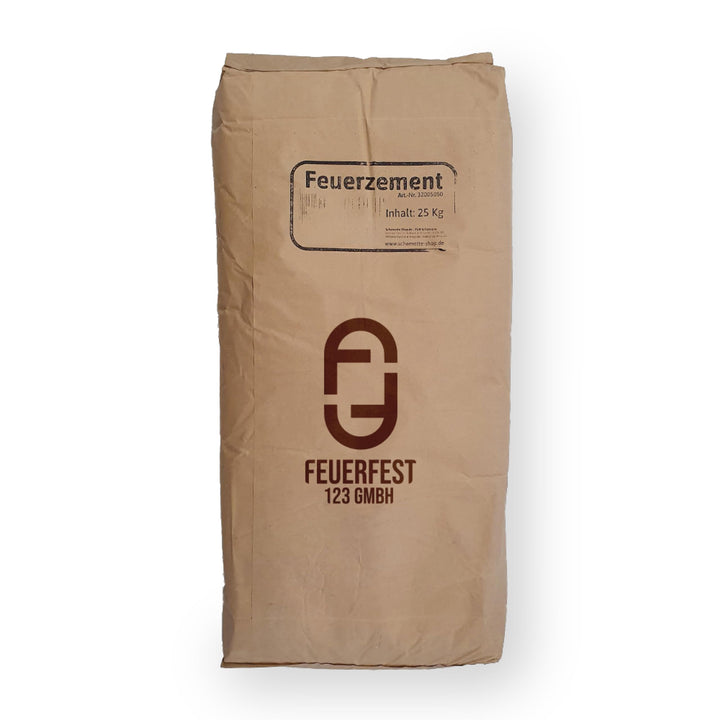 Feuerfest 123 - Feuerzement [Menge 25 kg] - Für Kaminöfen, Öfen &amp; Grills - Feuerfester Zement 1.400