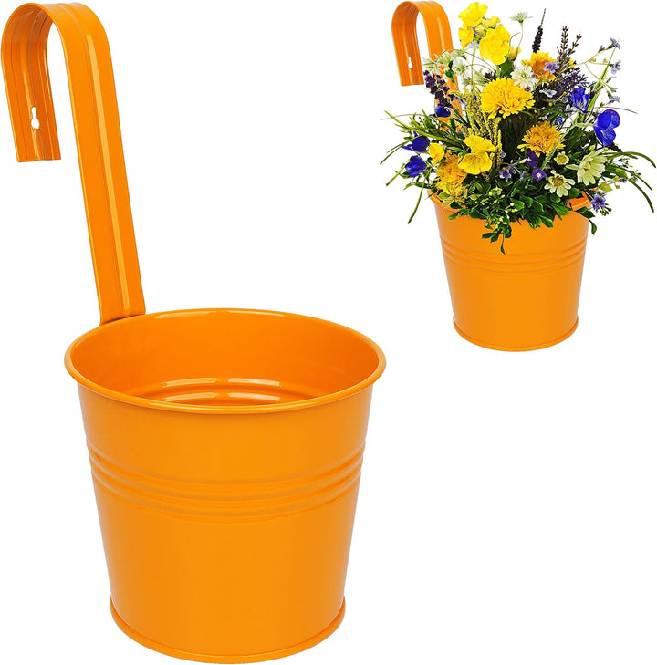 alles-meine.de GmbH 5 Stück Hänge - Blumentöpfe/Hängetöpfe/Pflanzschale - Metall - Ø 17 cm - orange