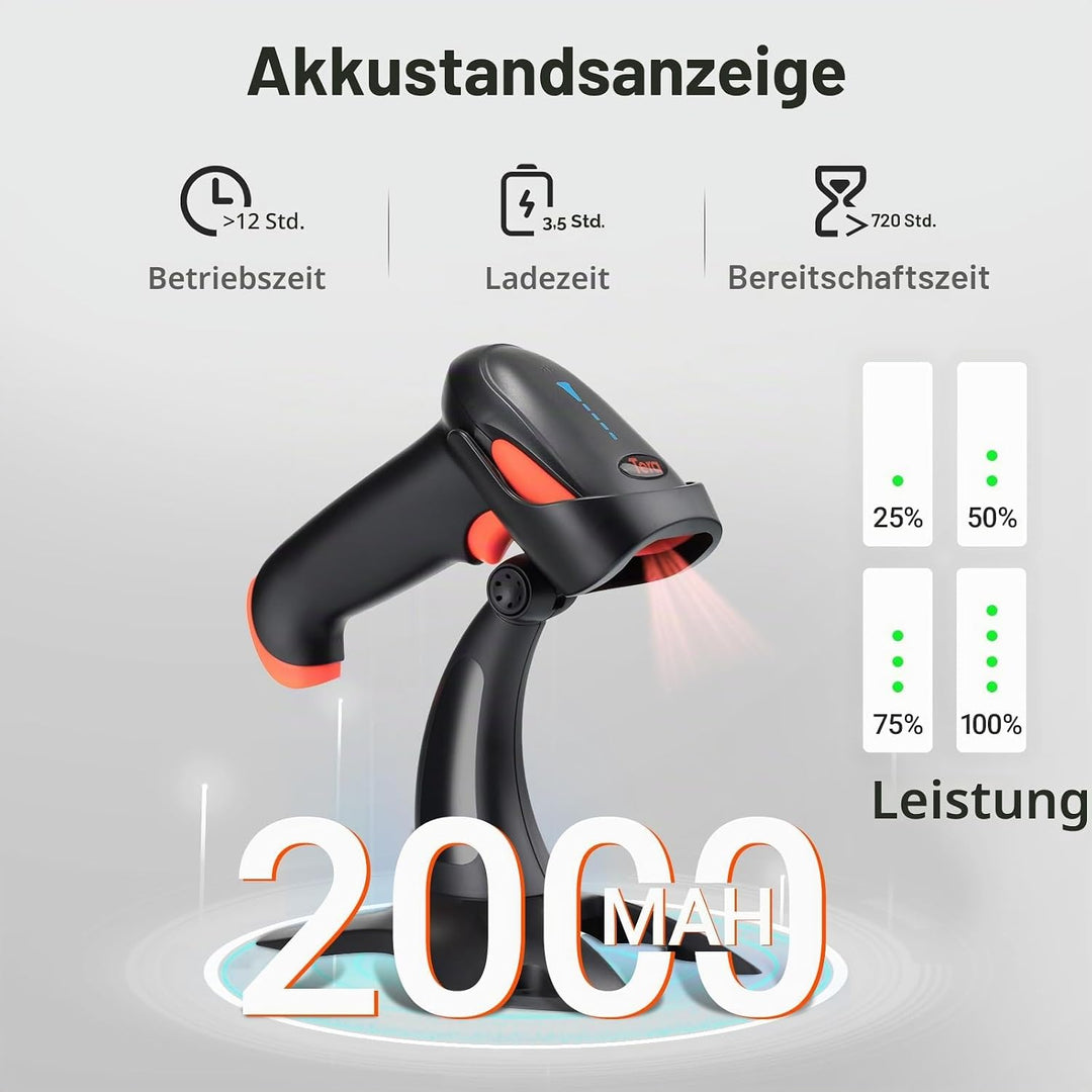 Tera Barcode Scanner 2D 1D 3 in 1 Barcodescanner Wireless 2.4 GHz/Bluetooth/USB Kabelgebunden Strich