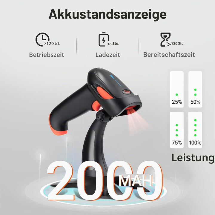 Tera Barcode Scanner 2D 1D 3 in 1 Barcodescanner Wireless 2.4 GHz/Bluetooth/USB Kabelgebunden Strich