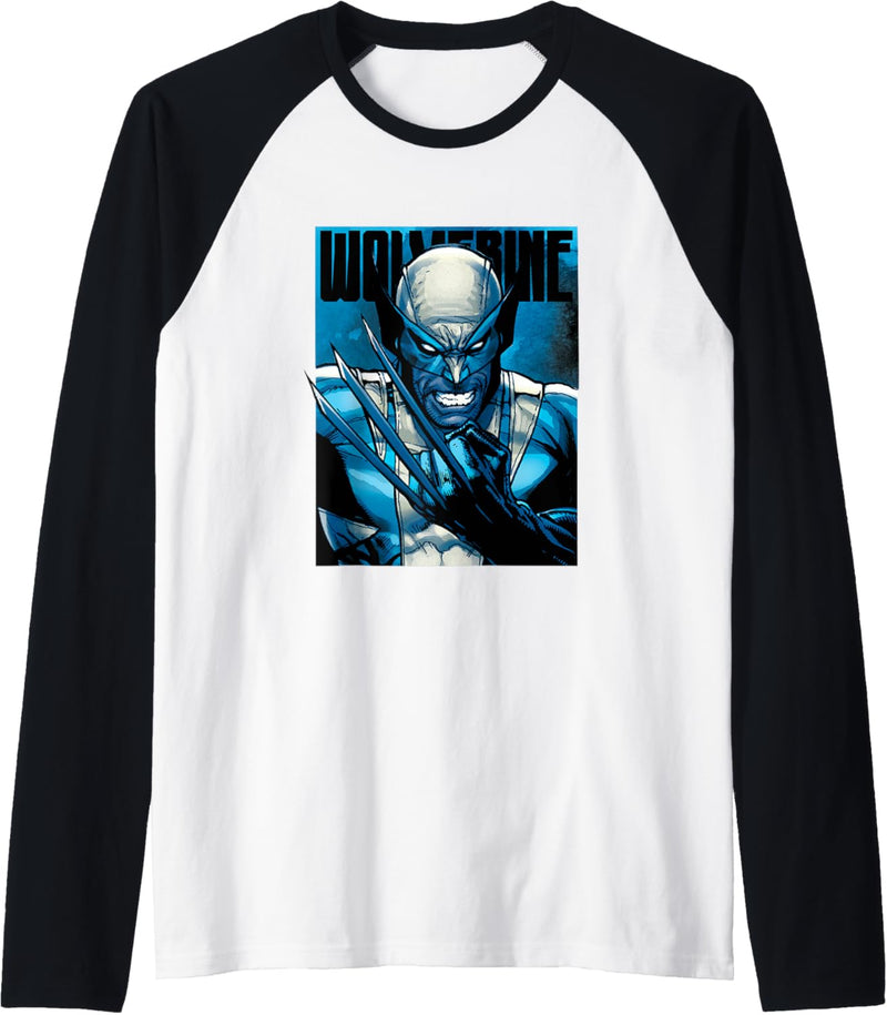 Marvel X-Men Wolverine Claws Close Up Blue Raglan