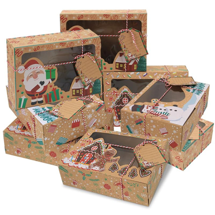 12 Stück Weihnachten Geschenkbox Kraftpapier Geschenkschachtel Merry Christmas Süssigkeiten Box Scha