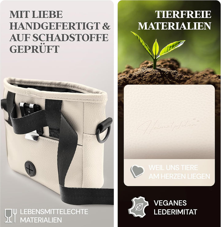 Heimatpfoten® Leckerlitasche für Hunde aus Kunstleder - Gassitasche mit Einhand Magnet-Verschluss -