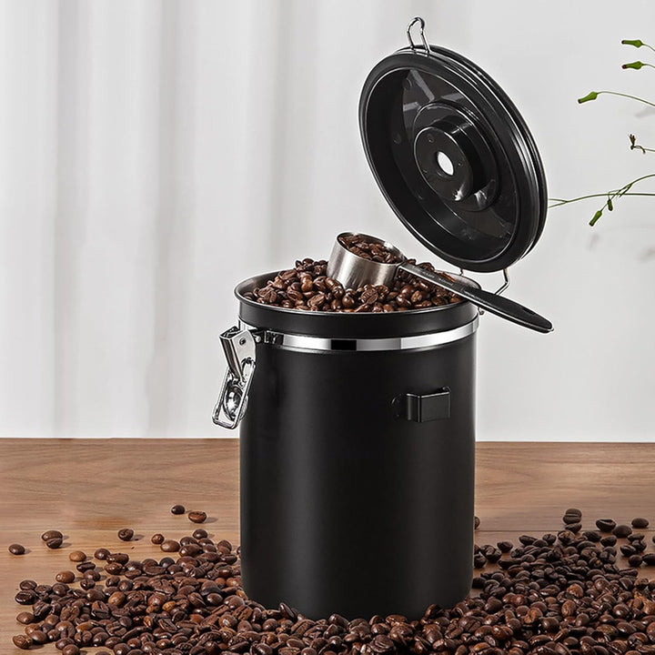 ZONJIE Kaffeedose luftdicht - 2,8L Edelstahl Kaffeebohnenbehälter 1kg Vakuum Kaffeebohnen Vorratsdos
