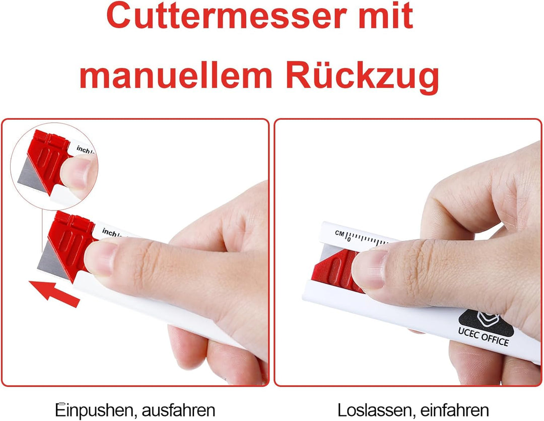 UCEC 12 Stück mini universal Sicherheits-Messer Cuttermesser mit automatischem Klingen-Rückzug, im T