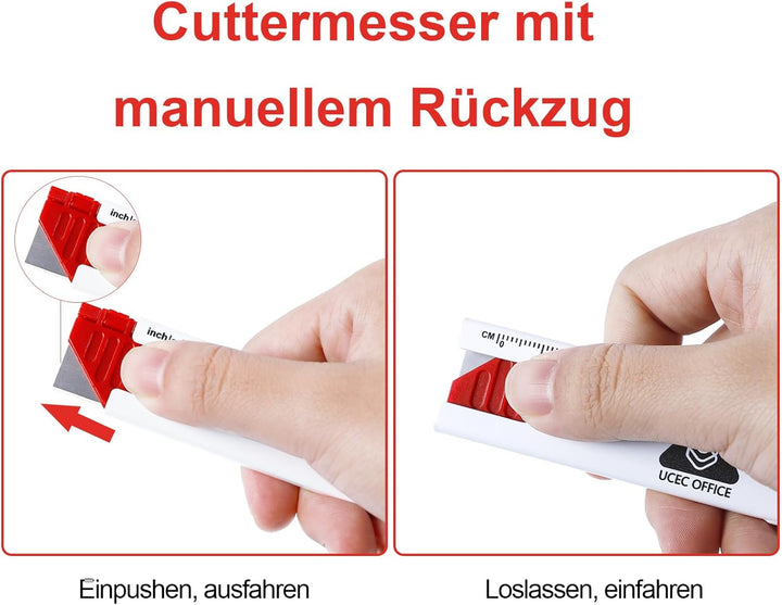 UCEC 12 Stück mini universal Sicherheits-Messer Cuttermesser mit automatischem Klingen-Rückzug, im T