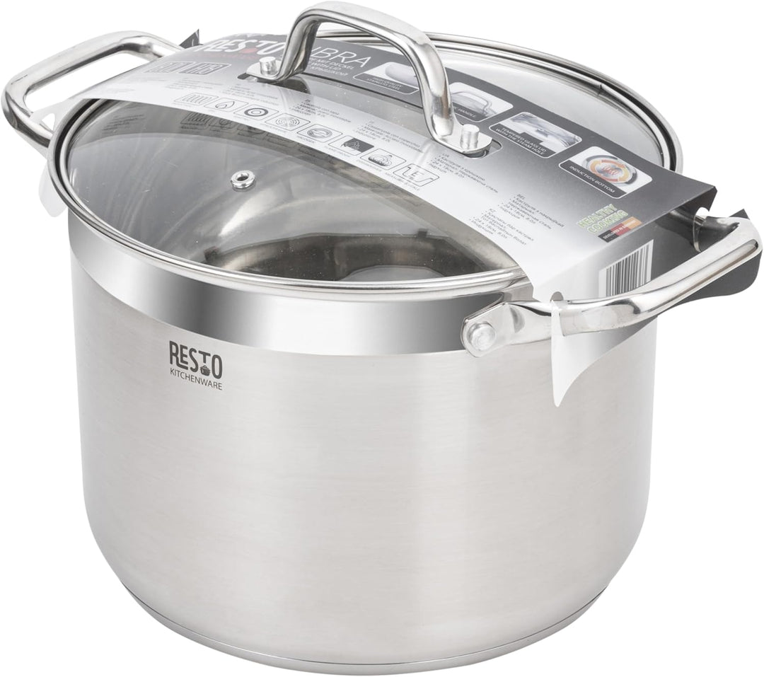 RESTO Edelstahltopf 24 cm - Suppentopf, Universaltopf 7 l - Schmortopf mit Deckel - Topf für alle He