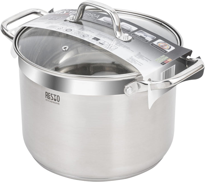 RESTO Edelstahltopf 24 cm - Suppentopf, Universaltopf 7 l - Schmortopf mit Deckel - Topf für alle He