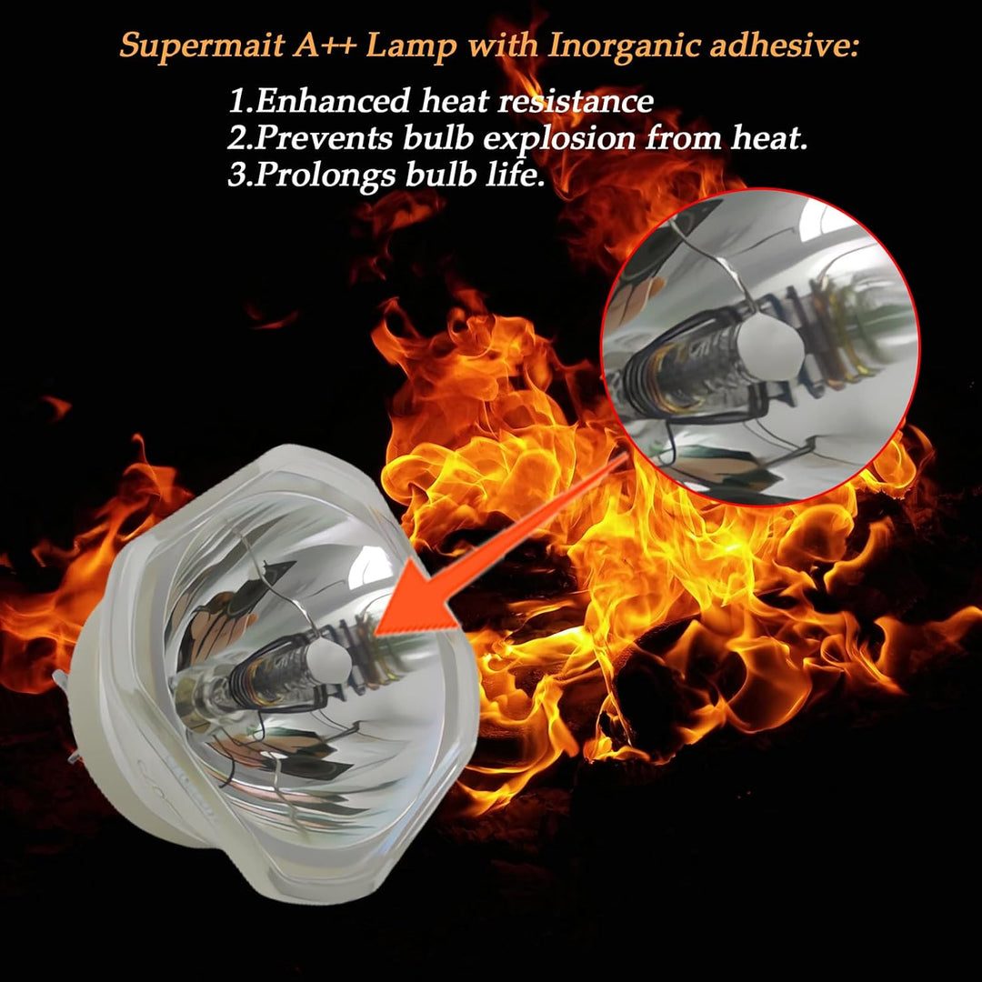Supermait EP57 A+ Qualität Ersatzprojektorlampe mit Gehäuse, kompatibel mit Elplp57, Fit für EB-440W