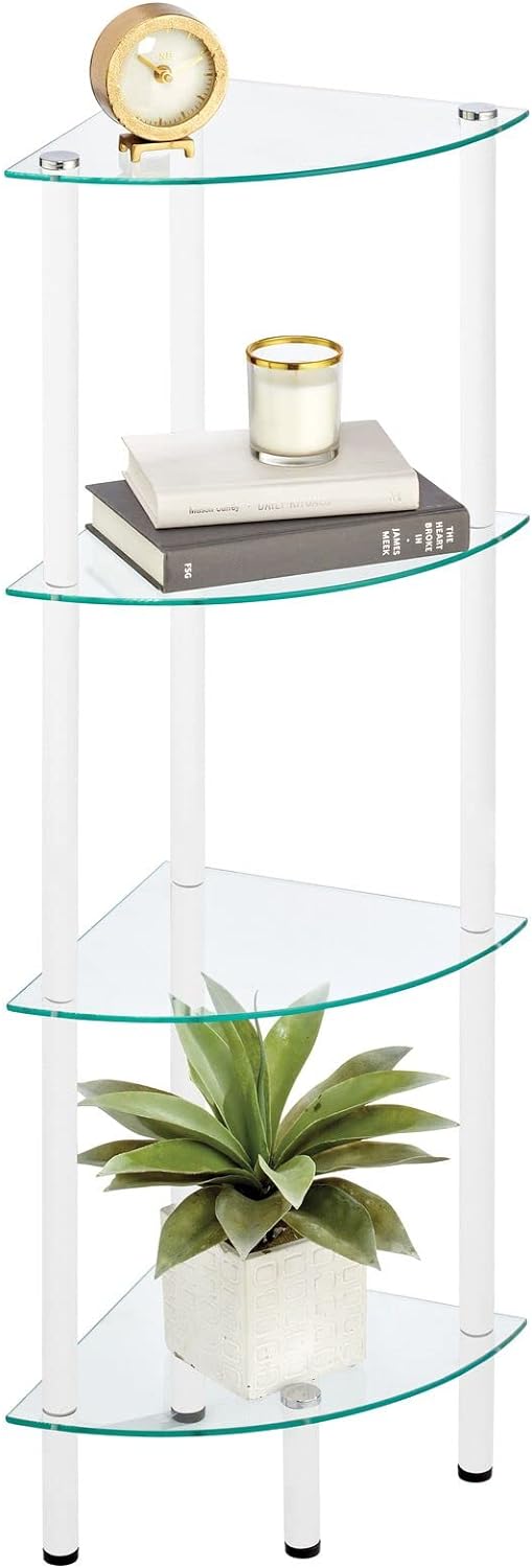 mDesign Eckregal – Standregal mit 4 Ablagen für Bad, Flur, Büro oder Schlafzimmer – stehendes Regal