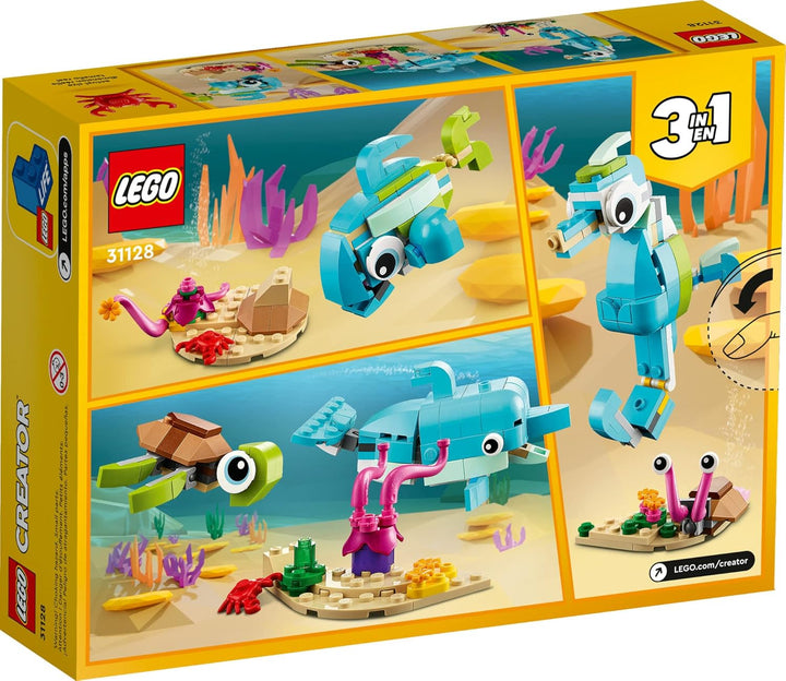 LEGO Creator 3in1 Dolphin and Turtle 31128 Building Kit; Features a Baby Dolphin and Baby Sea Turtle