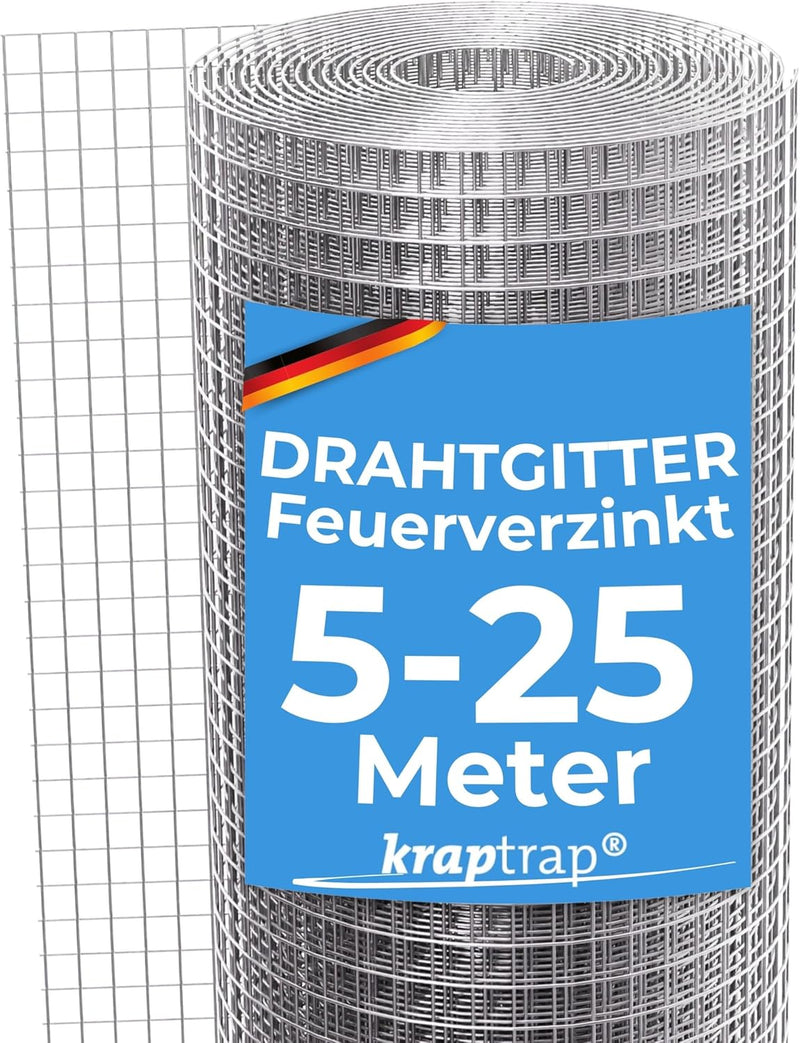 KrapTrap Volierendraht Drahtgitter I 19x19mm I 1m x 20m x 1,45mm I verzinkt I Drahtgitter als Vogeld