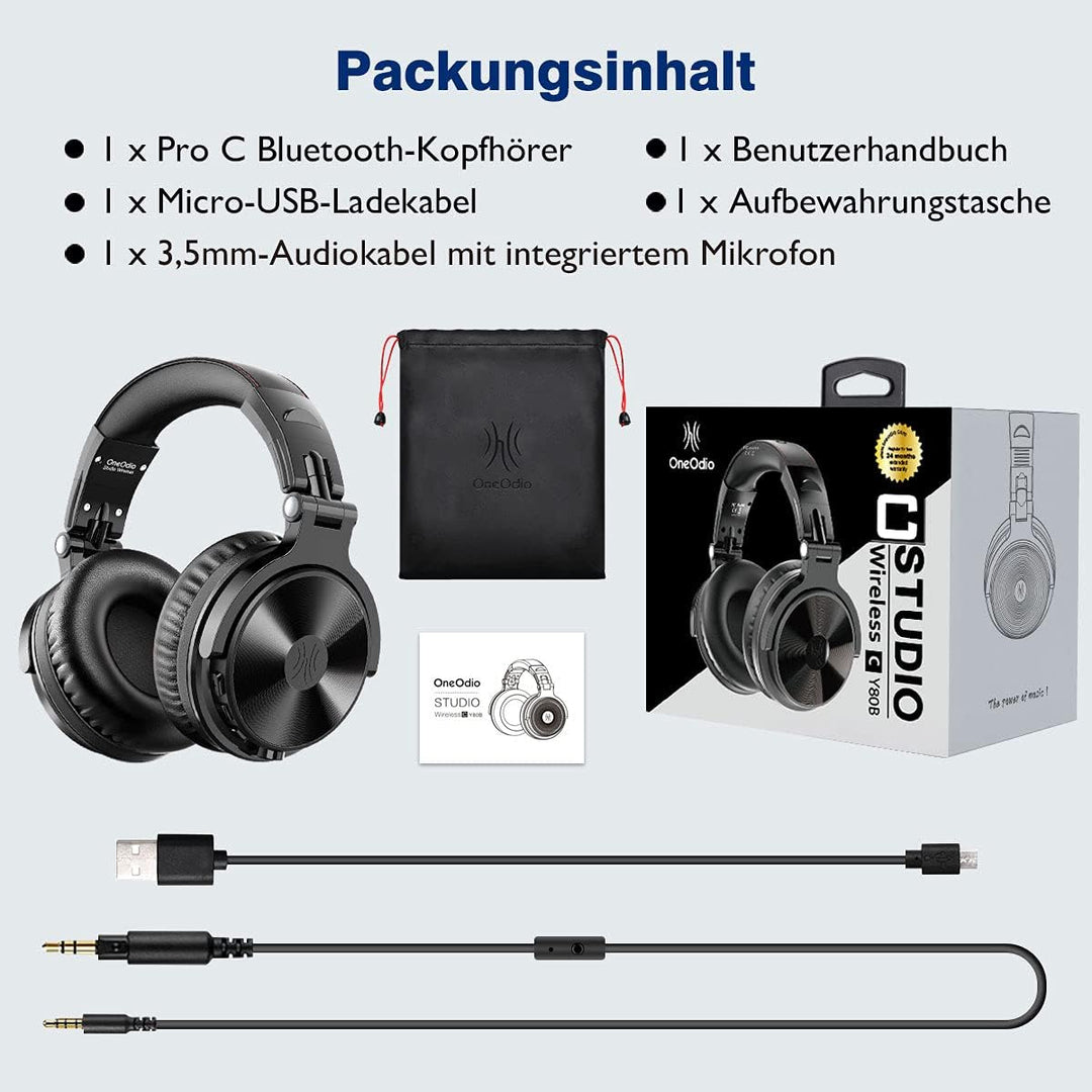 OneOdio Bluetooth Kopfhörer Over Ear,110 Std Spielzeit Kopfhörer Kabellos Bluetooth, HiFi Stereo, Ei