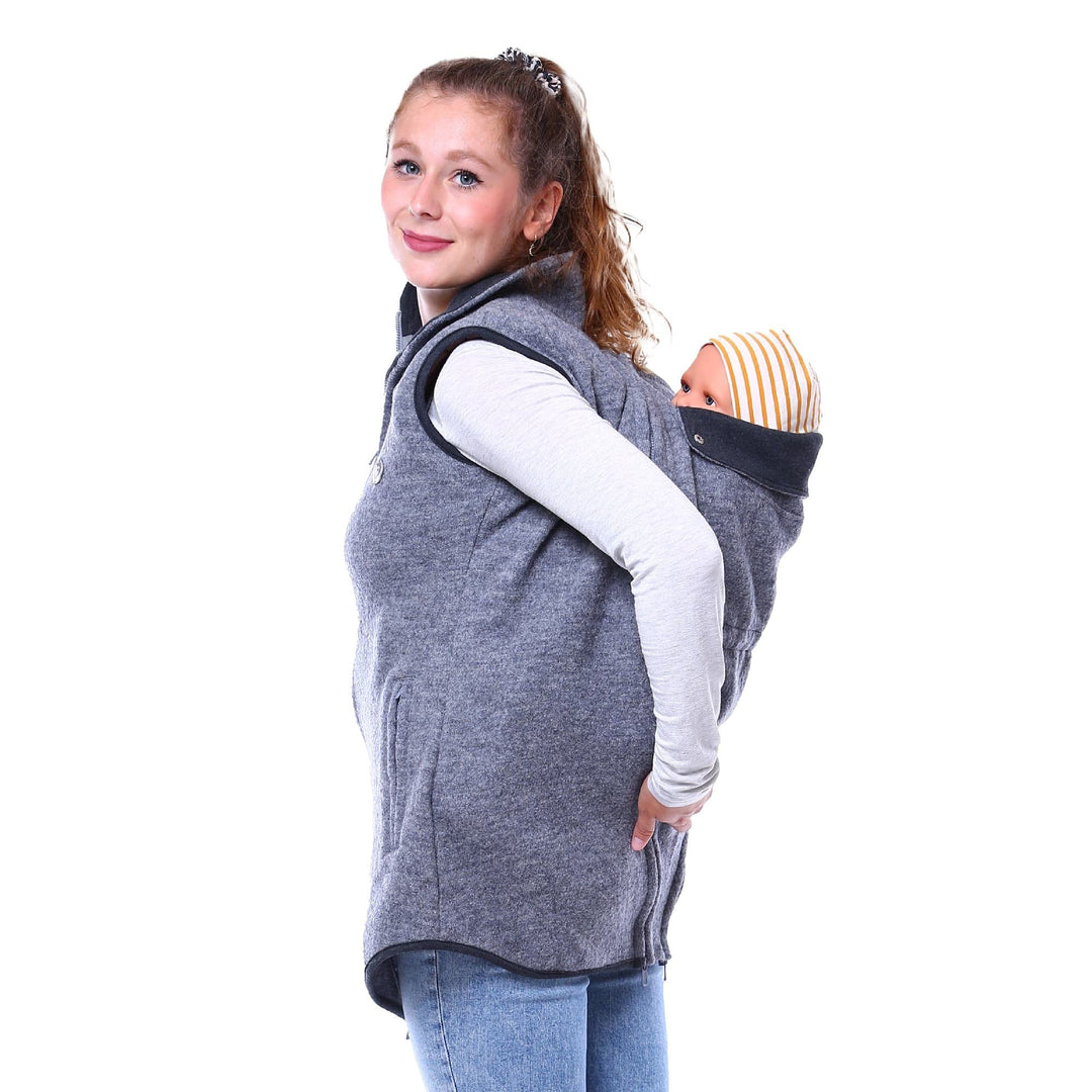 Viva la Mama - Trageweste aus Wollwalk Umstandsweste Wollweste zum Babytragen - PEVE XXL Grau, XXL G