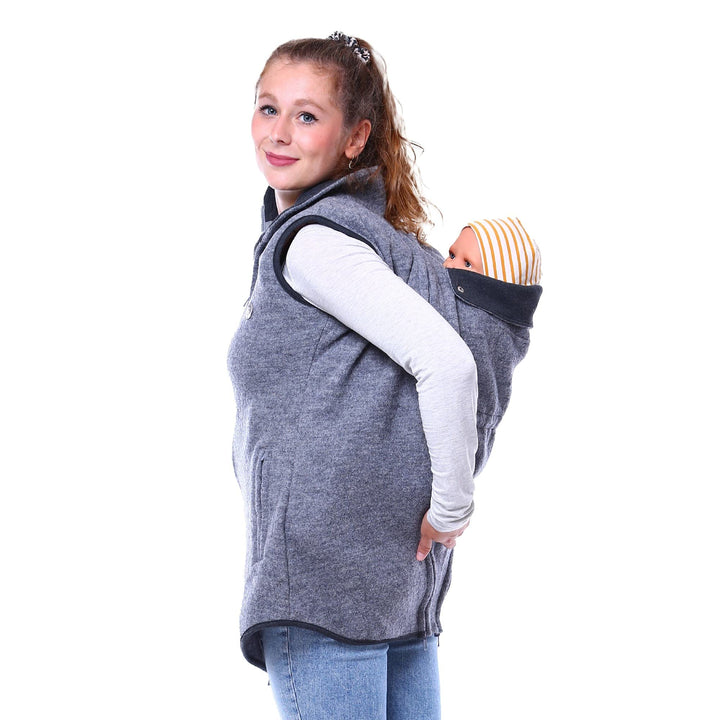 Viva la Mama - Trageweste aus Wollwalk Umstandsweste Wollweste zum Babytragen - PEVE XXL Grau, XXL G