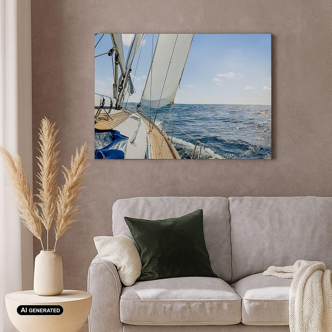 ARTTOR Bilder auf Leinwand Meer Kreuzfahrt Segel Leinwandbild 70x50cm Wandbilder Dekoration Wohnzimm