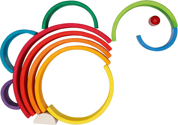 goki 58478 - Bausteine Regenbogen aus Ahornholz - goki Evolution - 11 Teile - Bunte Farben auf Wasse
