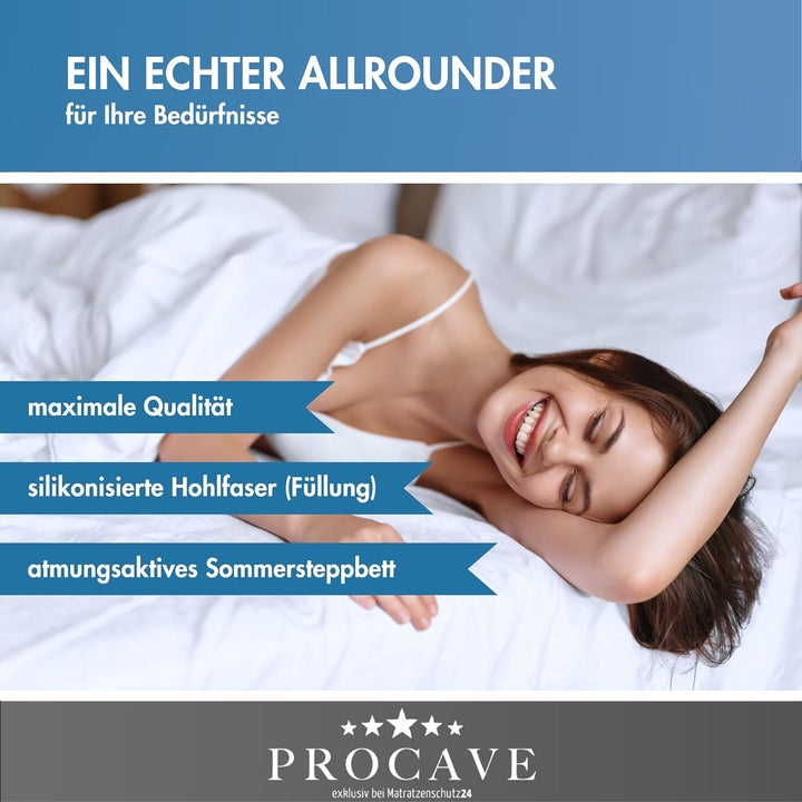 PROCAVE Micro-AloeVera Sommerdecke 155x200cm mit AloeVera-Veredelung | Microfaser | Aloe Vera | Step
