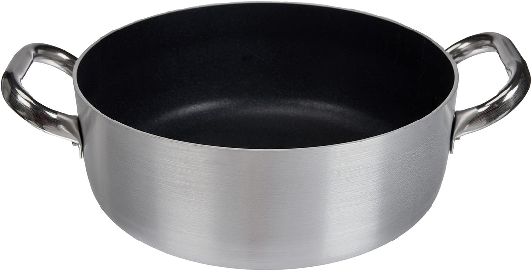 Pentole Agnelli Platinum Kasserolle, Aluminium, 2 Griffe aus Edelstahl, Silberfarben 24 cm Silber/sc