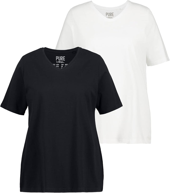 Ulla Popken Damen T-Shirt 42 Schwarz, 42 Schwarz