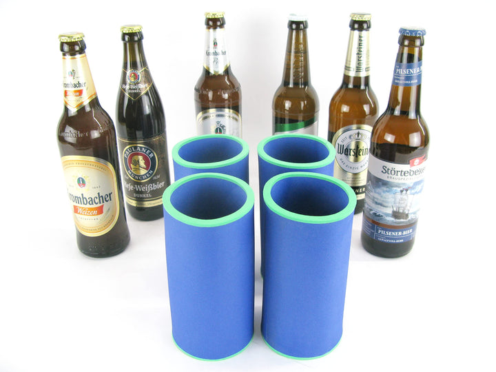 4er Set Blaue Getränkekühler 0,5l Flasche - Bierkühler - Neoprenkühler - passgenau ~Flaschenkühler~