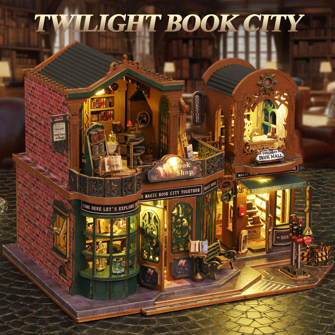 Mostop DIY Miniature Dollhouse Kit,Wooden Dollhouse Construction Kit,Miniature House Kit with LED Li