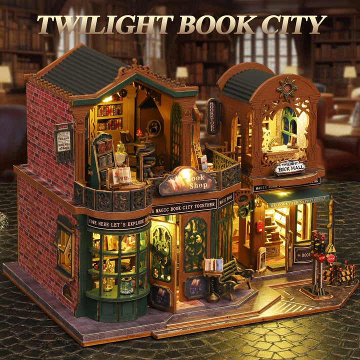 Mostop DIY Miniature Dollhouse Kit,Wooden Dollhouse Construction Kit,Miniature House Kit with LED Li