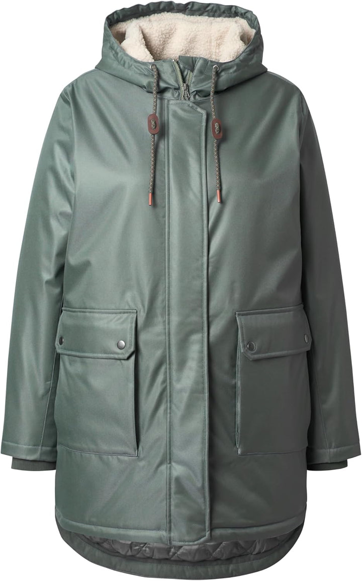 Ulla Popken Damen Hyprar Funktions-steppjacke, Wasserdicht, Teddyfleece Jacken 42-44 Grau, 42-44 Gra